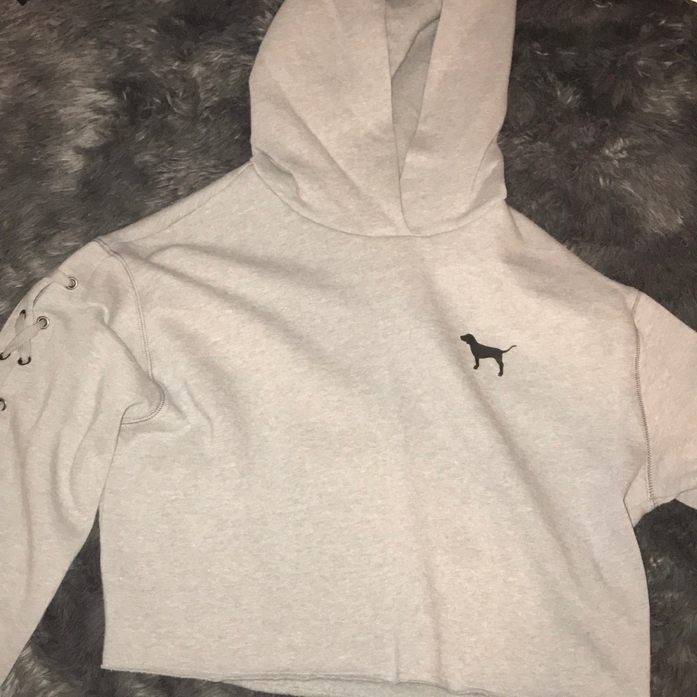 Pink crop lace hoodie